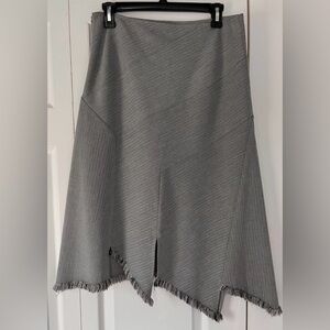 BCBG MAXAZRIA Women's Midi Skirt Size 12 Gray Asymmetrical Raw Hem